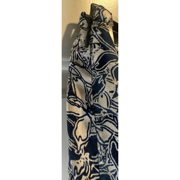 Sigrid Olsen Womens Navy Blue Tan Floral Lined Flowy Rayon Wide Leg Pants Sz L - Picture 5 of 11